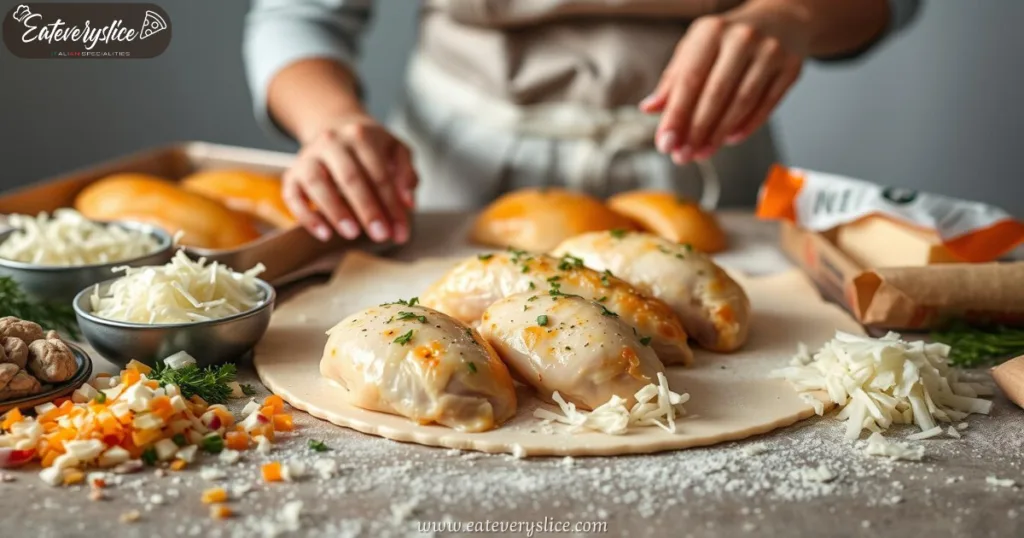 Fresh ingredients for Costco chicken bake being prepared by a chef