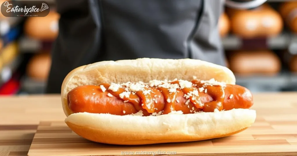 Costco hot dog being prepared at home