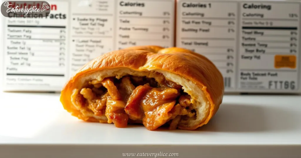 Close-up of freshly baked Costco Chicken Bake with nutrition facts