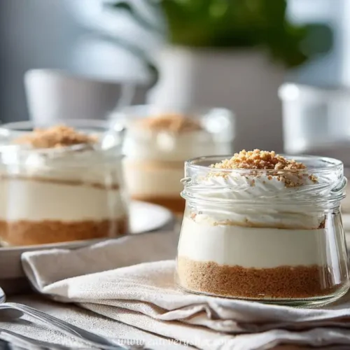 Mini Italian cream dessert jars with whipped topping and cookie base