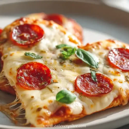 pepperoni chicken melt with mozzarella cheese and herbs on crispy chicken cutlet