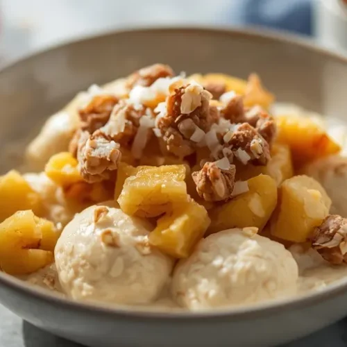 coconut peach cobbler overnight oats recipe