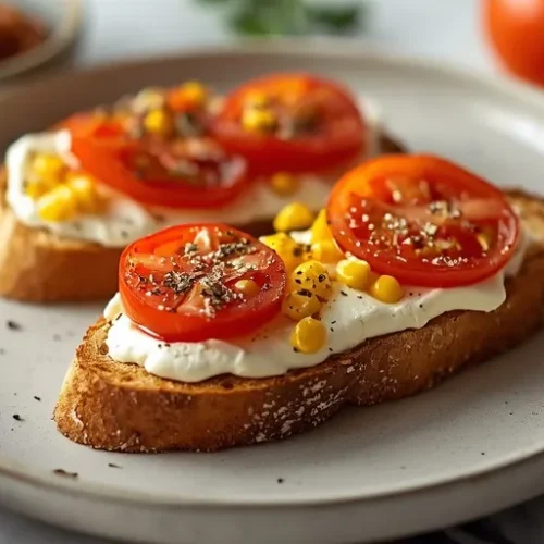 crispy corn and tomato ricotta toast recipe