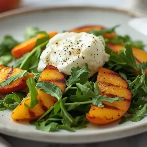 grilled peach burrata arugula salad recipe