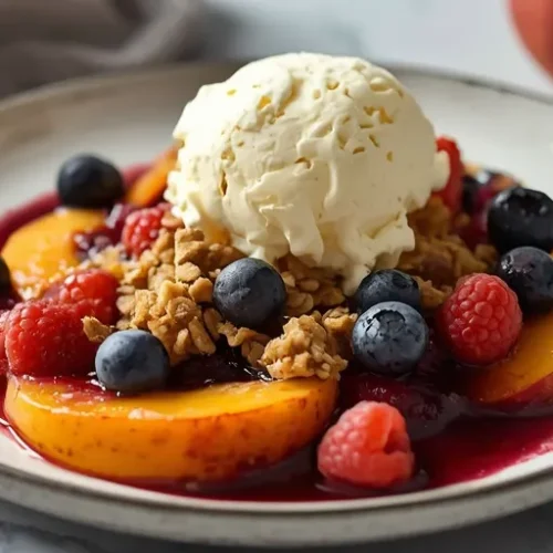 mixed berry peach crisp recipe