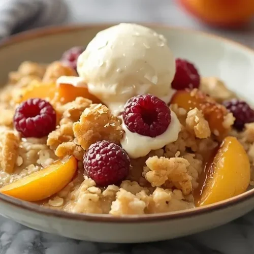 peach cobbler overnight oats healthy recipe