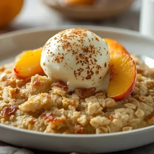 peaches and cream cobbler overnight oats recipe