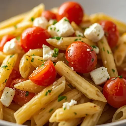 Baked Feta Tomato Pasta Salad recipe
