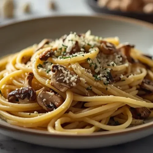 Garlic Butter Mushroom Linguine recipe