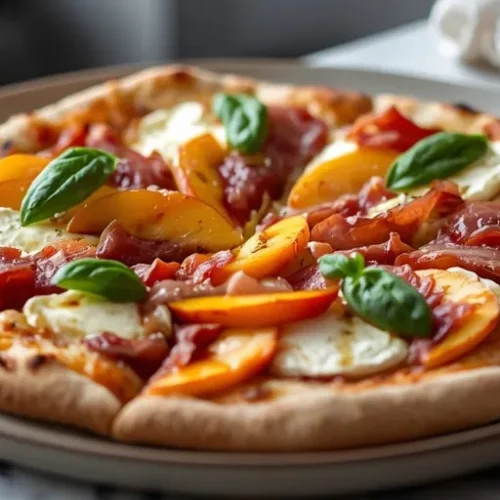 Prosciutto Peach Burrata Pizza recipe