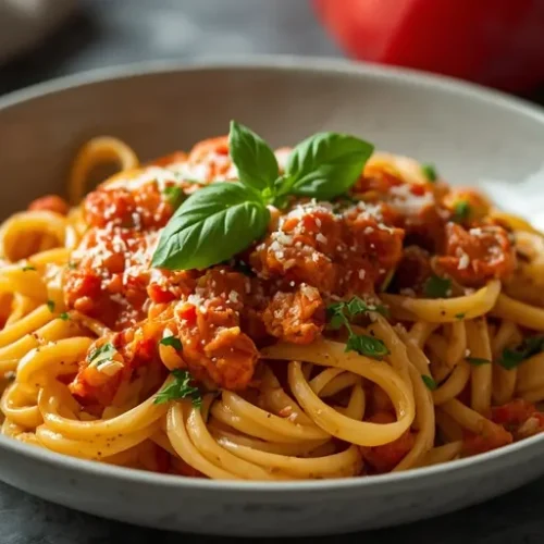 Roasted Red Pepper Alfredo Pasta recipe