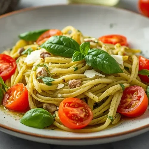 Tomato Basil Pesto Pasta recipe