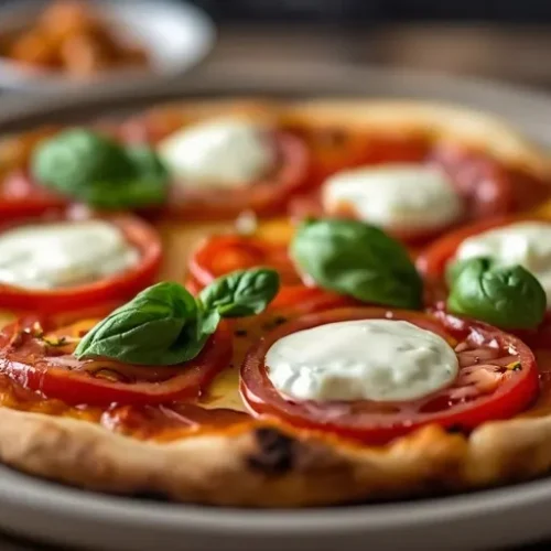 Burrata Tomato Basil Pizza recipe