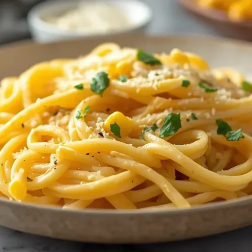 Creamy Corn Pasta with Garlic Butter recipe