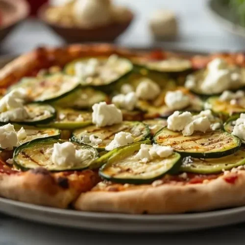 Grilled Zucchini Feta Pizza recipe