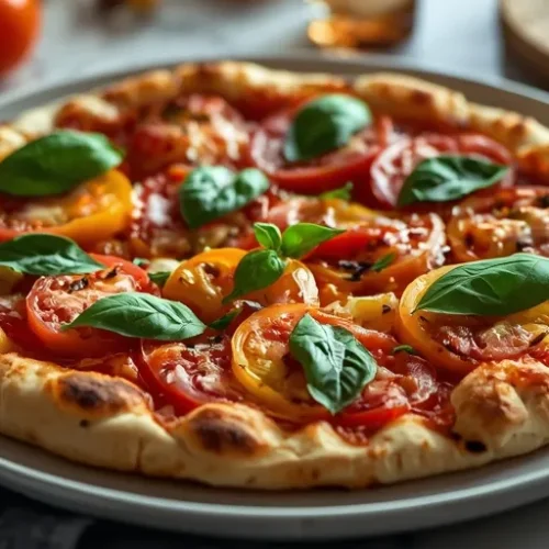 Heirloom Tomato Basil Pizza recipe