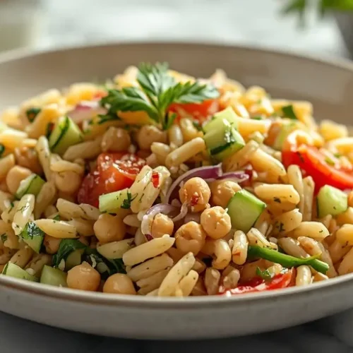 Lemon Dill Chickpea Orzo Salad recipe