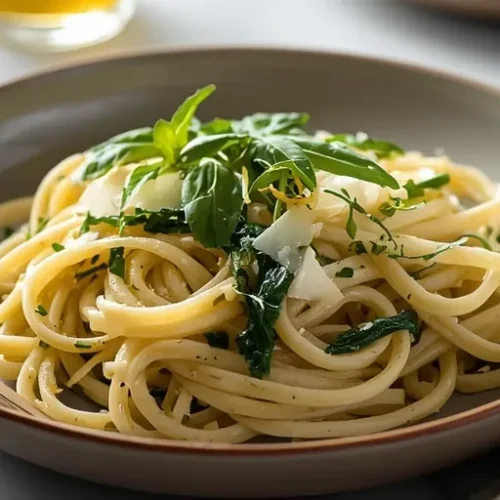 Lemon Ricotta Pasta with Arugula and Spinach recipe