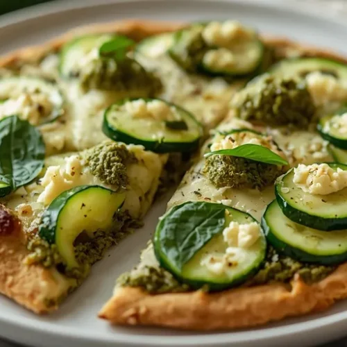 Zucchini Pesto Flatbread Pizza recipe