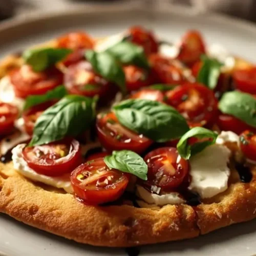 Burrata Bruschetta Flatbread Pizza recipe