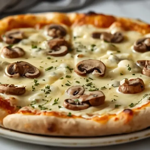 Creamy White Mushroom Pizza recipe