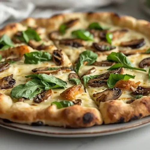 Spinach Mushroom White Pizza recipe