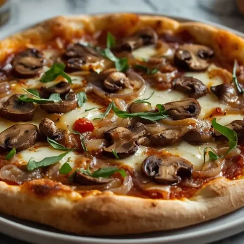 Caramelized Onion Mushroom Pizza recipe