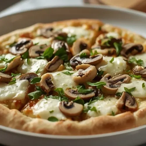 Cheesy Garlic Mushroom Flatbread recipe