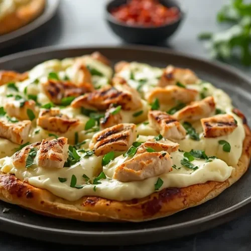 Chicken Alfredo Flatbread Pizza recipe