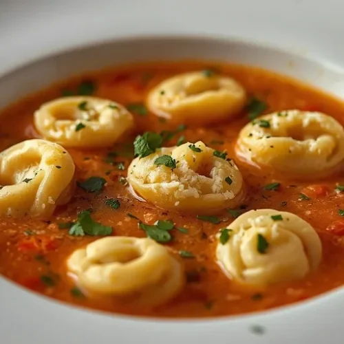 Creamy Garlic Tomato Tortellini Soup recipe