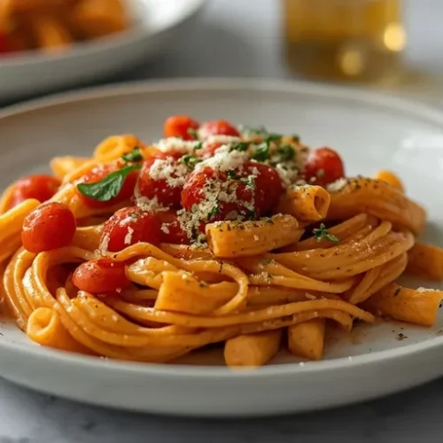 Creamy Tomato Chickpea Pasta recipe
