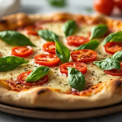 Garlic Basil Tomato Pizza recipe