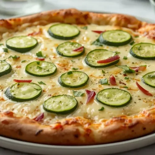 Garlic Cheesy Zucchini Pizza recipe