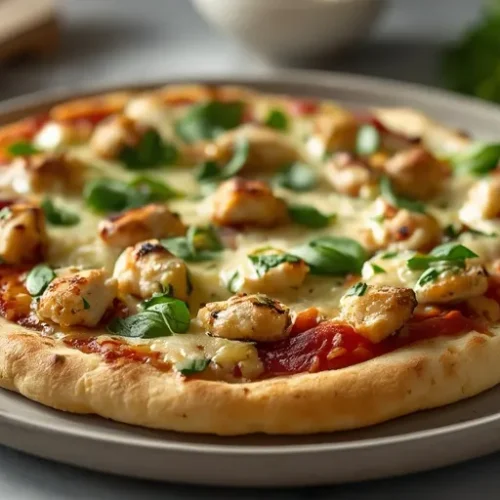 Garlic Grilled Chicken Flatbread recipe