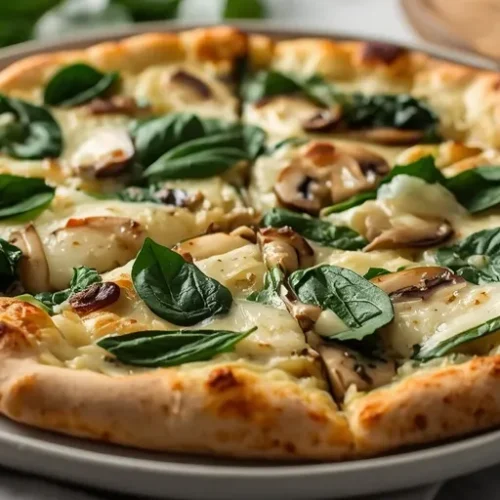 Garlic Spinach Mushroom White Pizza recipe