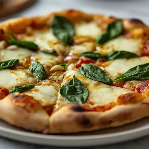 Garlic Spinach Pesto Pizza recipe
