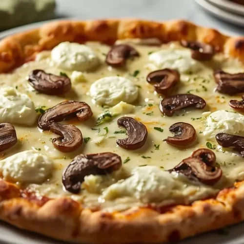 Garlic White Mushroom Pizza recipe