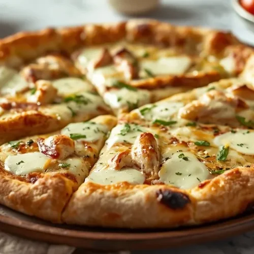 homemade creamy garlic chicken pizza recipe