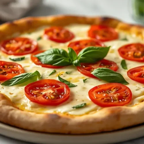 Roasted Garlic Tomato White Pizza recipe