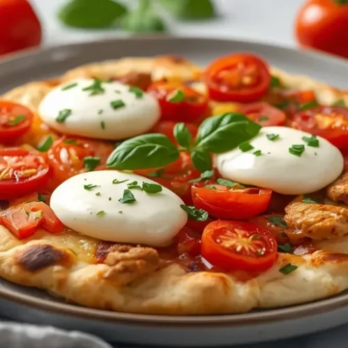 Tomato Chicken Mozzarella Flatbread recipe